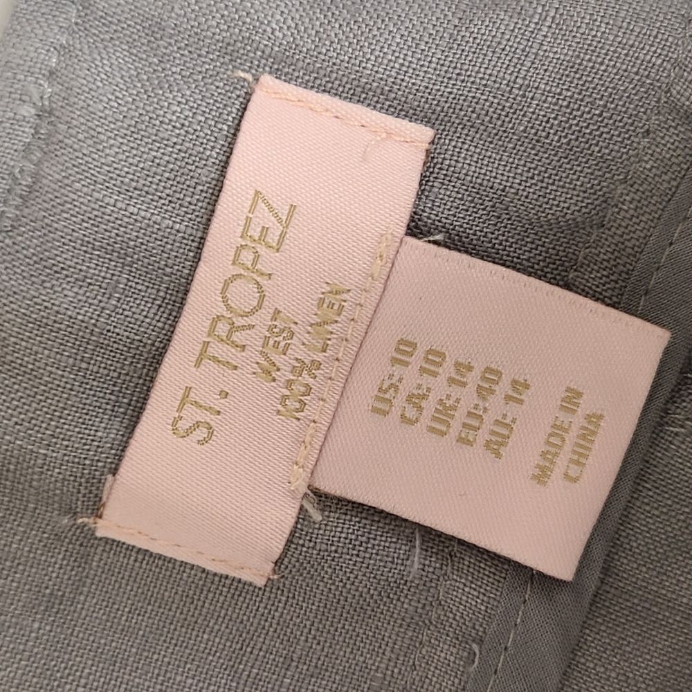 St. Tropez Gray Wide Leg Linen Capri Pants size 10 - Picture 6 of 9